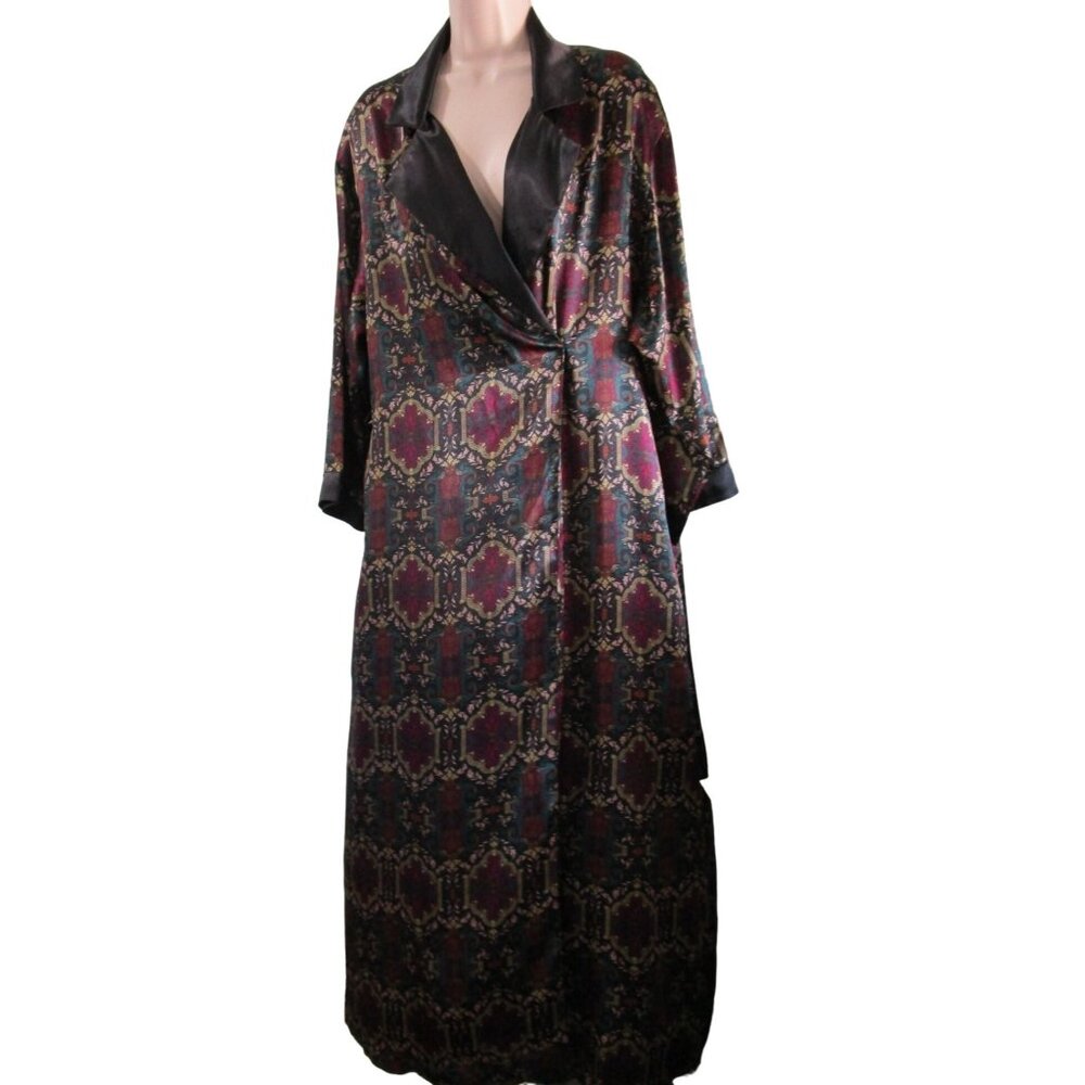 Vintage Five To Nine Vanity Fair Jewel Tone Robe L Menswear Inspired No Tie EUC